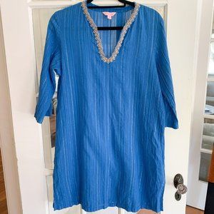 Lilly Pulitzer Blue Swim Coverup with Gold Trim